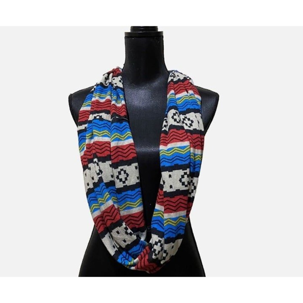 Aztec Infinity Loop Scarf Neck Wrap Knit Retro Festival Womens Neckwear Fashion